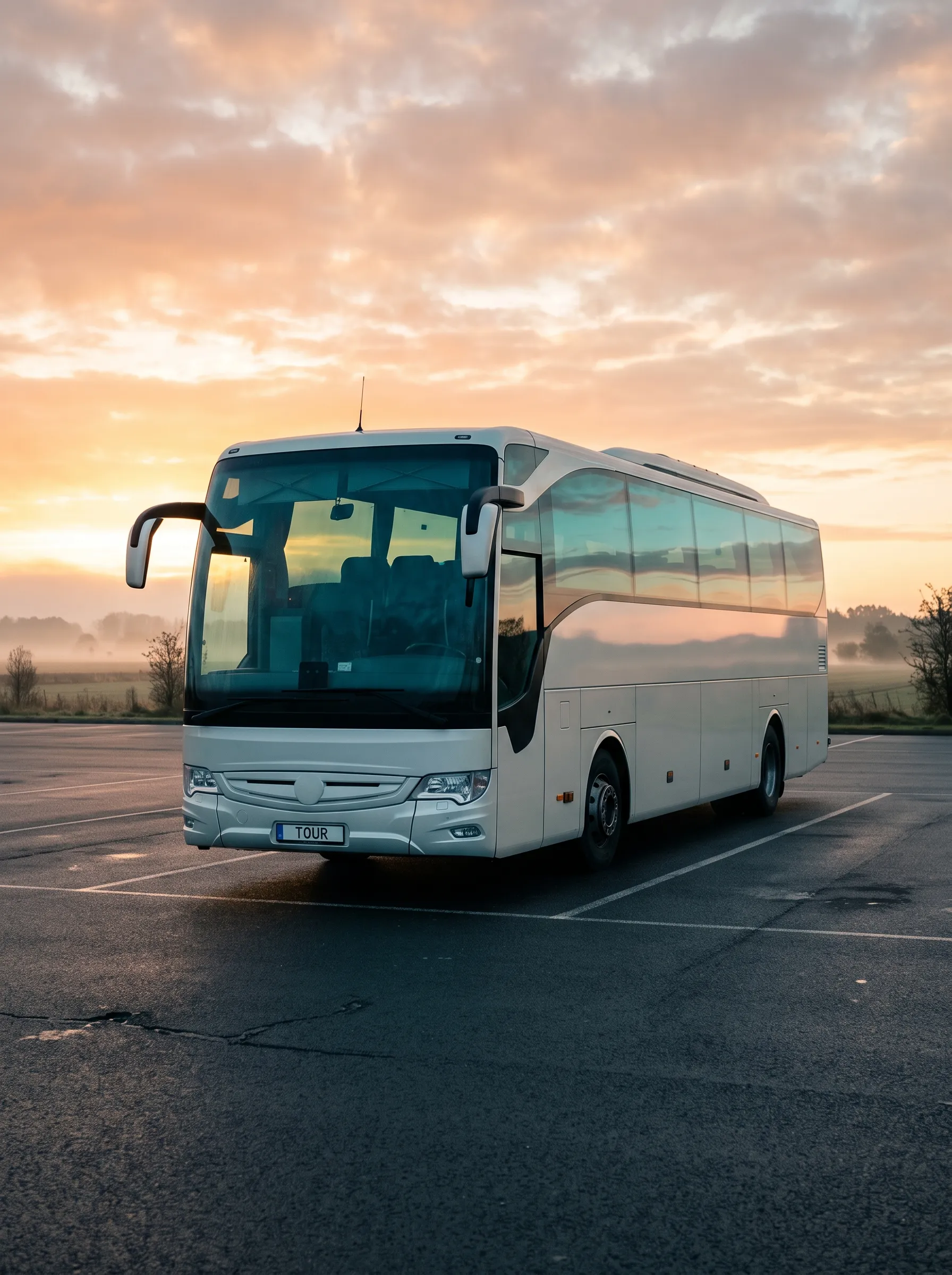 Diaľkový autobus pripravený na prehliadku pred odchodom